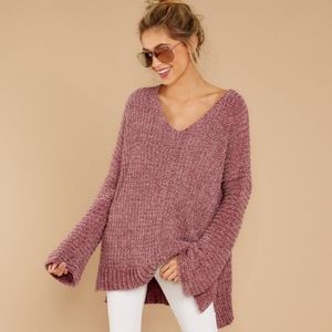 Red Dress Trust In It Rose Chenille Sweater